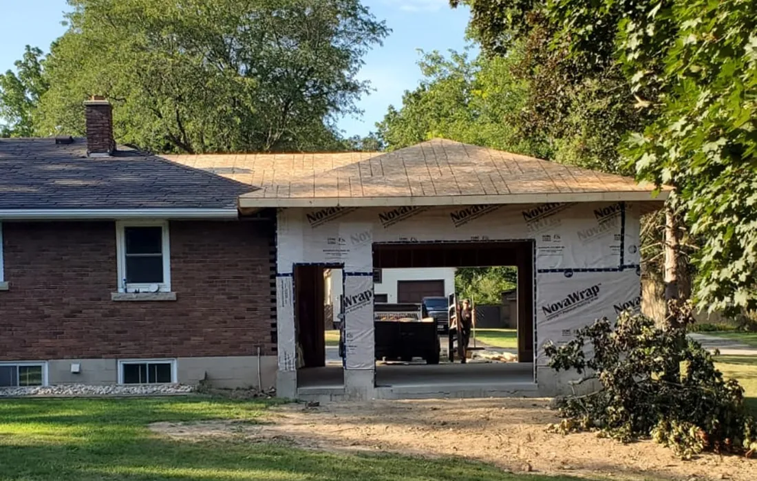 Insulated shop build framed and wrapped